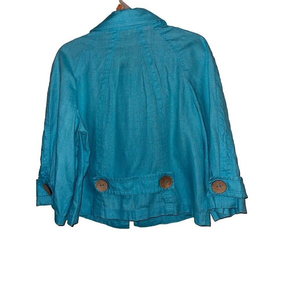Tribal Women's Light Linen Career Work Teal Jacket Size 12 - Picture 2 of 12